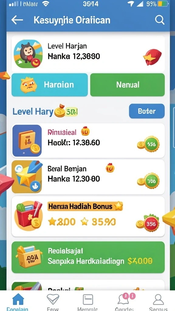 Screenshot menunjukkan tampilan awal permainan yang penuh warna.
